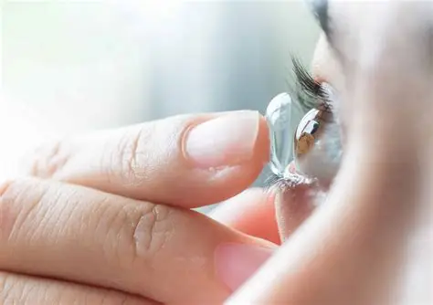 A person comfortably inserting a contact lens